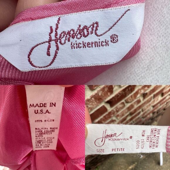 Vintage Henson Kickernick Nightgown Chemise Pink Lace Details Women’s Size Small - Picture 5 of 7